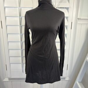 Free People Black Long Sleeve Mock Turtleneck Top